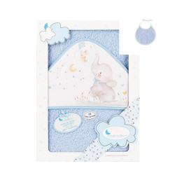 Capa de Baño C/Babero Elefante Azul Interbaby