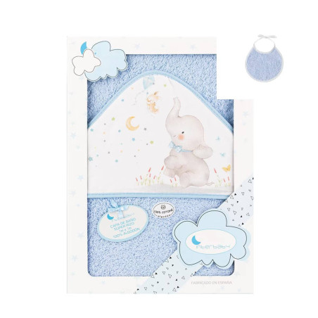 Capa de Baño C/Babero Elefante Azul Interbaby
