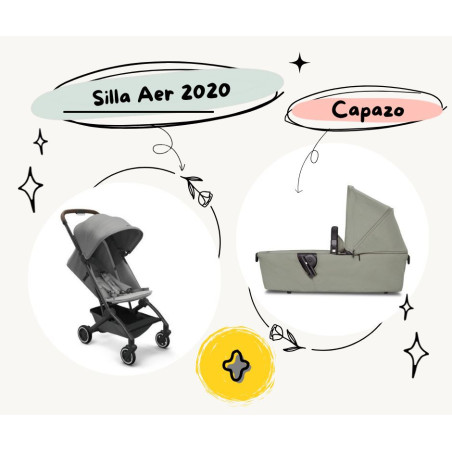 Aer Delightful Grey + Capazo Sage Green de Joolz